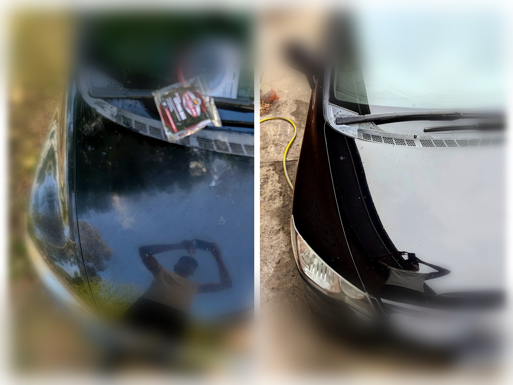 Before and after bonnet paint correction